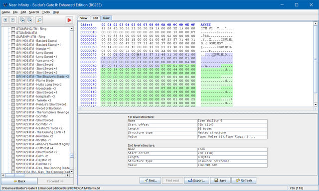 ITM resource: Raw tab